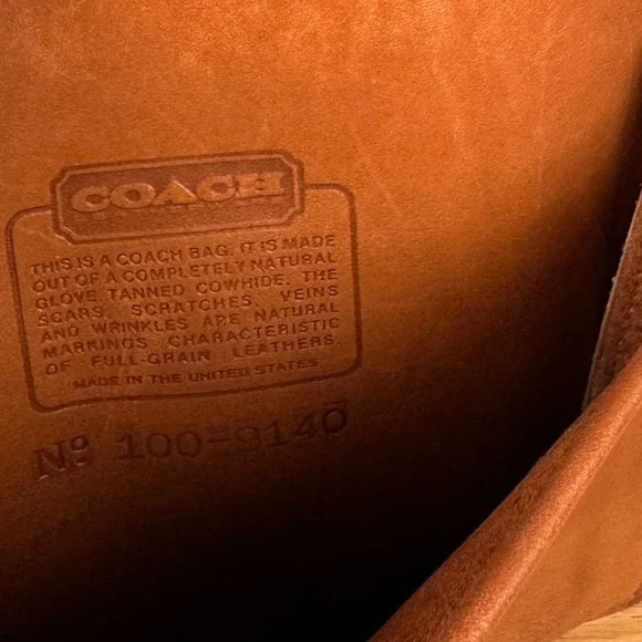 VTG Coach 9140 Station Bag British Tan Leather Crossbody Handle Strap USA Made - Picture 7 of 8